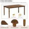 6 Piece Kitchen Dining Table Set Wooden Rectangular Dining Table, 4 Chairs And Bench Family Furniture - Natural Cherry - Image 8