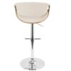 Curvo - Mid-Century Modern Adjustable Barstool With Swivel With Straight T Footrest (Set of 3) - Chrome / Walnut / Cream - Image 5
