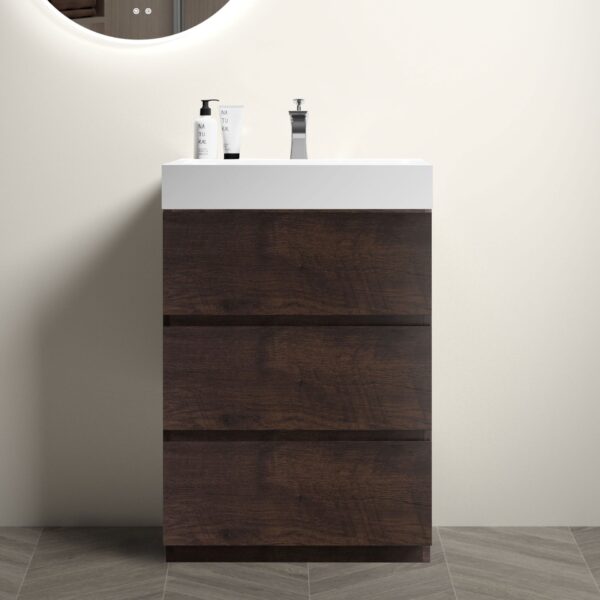 Alice - 24" Bathroom Vanity With Sink, Large Storage Freestanding Bathroom Vanity For Modern Bathroom, One-Piece Sink Basin Without Drain And Faucet - White / Walnut