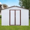 10'x12' Garden Sheds Outdoor Storage Sheds - White / Coffee - Image 2