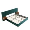 Upholstered King Size Bed Frame Of Velvet Tufted Headboard With Floating Nightstand LED / USB Built-In - Dark Green - Image 6