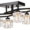 6 Light Crystal Ceiling Light For Dining Room, Modern Ceiling Lamp With Light Fixture For Farmhouse Entryway Living Room (6*G9 Bulbs Included) - Matte Black - Image 16