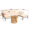 3 Pieces Outdoor Patio Wicker Furniture Sets Table And Chairs With Thick Cushion Outdoor Sofa Set Wicker And Cushion - Natural Yellow / Creme - Image 3