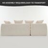 Compression Sofa: Combining Chaise Longue With 3 Seater, Corduroy Fabric, Full Sponge Compression Sofa, Combined Sofa With 4 Pillows For Living / Home Furniture / Apartment - White - Image 21
