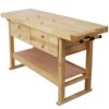 Workbench With 4 Drawers Wooden Workbench For Garage Workshop And Home - Natural - Image 7