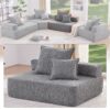 Loveseat Frame For Oversized Modular U Shaped Sectional Floor Couch Convertible Compressed Couch, Spacious Foam Filled Sofa - Gray - Image 6