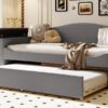 Twin Size Upholstered Daybed With Storage Armrests, Trundle And Latest Integrated Bluetooth Audio System - Gray - Image 13