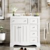 Bathroom Vanity With Resin Sink Combo, Frame Bathroom Storage Cabinet, Freestanding Vanity Set With 3 Drawers & Adjustable Shelf - White - Image 4