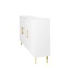 3 Door Large Storage Sideboard With Handles For Kitchen, Dining Room And Living Room, Accent Buffet Cabinet, Coffee Bar Sideboard Cabinet With 3 Doors - White / Gold - Image 14