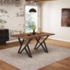 Industrial Style Indoor Dining Table With Metal Legs - Walnut / Black - Image 3
