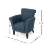 Elegant Fabric Club Chair With Nailhead Trim And Birch Wood Legs - Navy Blue - Image 3