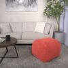 Spongy - Microfiber Square Pouf With Cozy Texture - Coral - Image 2