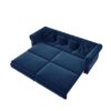 3 In 1 Pull Out Sofa Bed, Convertible Sleeper Sofa Bed, King Size Sofa Bed, Chaise Lounge, Velvet T3 Seater Sofa With Movable Ottoman, Tufted Design - Blue - Image 14