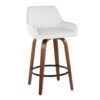 Daniella - Contemporary Fixed Height Counter Stool With Swivel With Round Footrest (Set of 2) - Walnut / White - Image 2