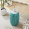 Vibrant Mosaic Side Table With Roman Pattern Ceramic Tile Top - Teal - Image 2