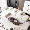 Modern Oversized Modular Sectional Sofa, Sparkling Chenille Fabric Soft Cushion Sofa With 6 Pillows, 6 Pieces Diy Combination Tufted Sofa, No Assembly Required - Beige - Image 7
