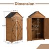 Outdoor Storage Cabinet, Garden Wood Tool Shed, Outside Wooden Shed Closet With Shelves And Latch For Yard - Light Brown - Image 2
