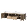 Modern TV Stand With LED Lights Entertainment Center TV Cabinet With Storage For Up To 75" For Gaming Living Room Bedroom - Natural Wood Wash - Image 6