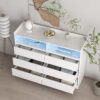 6 Drawer Dresser For Bedroom With LED Lights, Sturdy Frame - White - Image 3