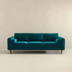 Amber - Mid-Century Modern Luxury Modern Velvet Sofa - Brown / Teal