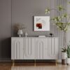 Modern Lacquered 4 Door Wooden Cabinet Sideboard Buffet Server Cabinet Storage Cabinet, For Living Room, Entryway, Hallway, Office, Kitchen And Dining Room - Gray - Image 4