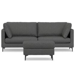 Ava - Mid Century Sofa With Ottoman Set - Dark Gray