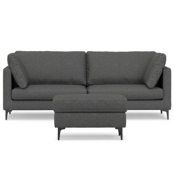 Ava - Mid Century Sofa With Ottoman Set - Dark Gray