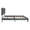 Twin Size Upholstered Platform Bed Frame With Button Tufted Linen Fabric Headboard - Dark Gray - Image 2