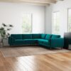 Amber - Velvet Corner Sectional Sofa - Teal - Image 17