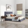 Donald - Mid-Century Modern Velvet Platform Bed King - Gray - Image 10