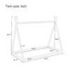 Wood Twin Size Tent Bed For Kids, Montessori Style Low - Floor Bed, House-Shape Tent Bed Frame For Boys Girls Teens, Without Slats - White - Image 2