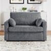 Twin Size Sofa Bed Sleeper Sofa Loveseat Sofa With Foldable Mattress, USB Ports, Side Table & Storage Pocket - Gray - Image 4