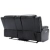 2 Seater Home Theater Recliner Manual Recliner Chair With A Led Light Strip Two Cup Holders And A Storage Box For Living Room - Black - Image 13