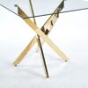 Dining Table With Cross Metal Leg And Tempered Glass, Modern Space Saving Kitchen Table For Living Room, Chrome Legs, Square Table - Golden - Image 5