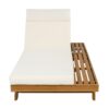 Acacia Wood Lounge Chaise Set With Headrest And Water Resistant Cushions - Beige - Image 13
