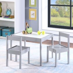 Gibson - 3-Piece Dry Erase Kids Table & Two Chair Set - Gray