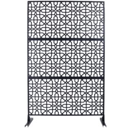 Outdoor & Indoor Privacy Screen Metal Privacy Screen Freestanding Decorative Privacy Screen Steel - Black