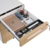 3 Drawer Mobile File Cabinet Under Desk Office, Simple Style Versatile Storage Cabinet For Legal / Letter / A4 Files, 5 Wheel Design Anti-Tilting Cold Rolled Steel Waterproof Moisture-Proof - White / Light Brown - Image 6
