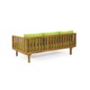 Claremont - 3 Seater Daybed Teak Acacia Wood Water Resistant Cushions - Green - Image 8