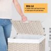 Laundry Hamper With Lid PE Rattan Powder Coating Frame Clothes Hampers With 2 Removable Bags, 100L - Gray - Image 29