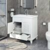 Bathroom Vanity With Sink, Bathroom Cabinet With Two Doors And One Drawer, White - Image 10