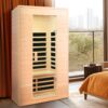 Hemlock - 2 Person Far Infrared Roof Embedded Indoor Sauna Room - Natural Wood - Image 8