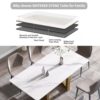 70.87" Modern Artificial Stone Straight Edge Golden Metal Leg Dining Table, Can Accommodate 6-8 People - White / Gold - Image 9