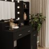 Newly Designed Smart Mirror Dressing Table With Drawers And Storage Cabinet, Dressing Table With Dressing Pad For Bedroom, Dressing Room - Black - Image 9