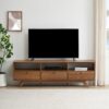 Modern Scandi 3 Door Low Profile TV Stand For TVs Up To 80" - Mocha - Image 4