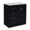 Bathroom Vanity With Ceramic Sink Combo, Frame Bathroom Storage Cabinet, Freestanding Vanity Set With 3 Drawers & Soft Closing Doors - Black - Image 14