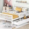 Full Size Platform Bed With Guardrails On Both Sides And 2 Storage Drawers - White - Image 11