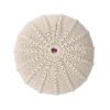 Bordeaux - Knitted Cotton Round Pouf, Versatile Ottoman And Floor Cushion - Beige - Image 5