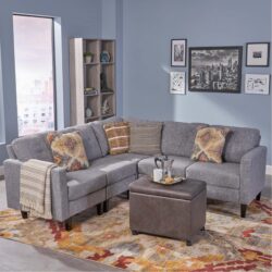 5 Piece Upholstered Sectional Sofa - Gray