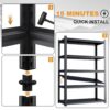 Wide Metal Shelves, With 5 Removable Dividers, Large Capacity, Strong Load Bearing, Suitable For Garage, Kitchen And Office - Black - Image 26